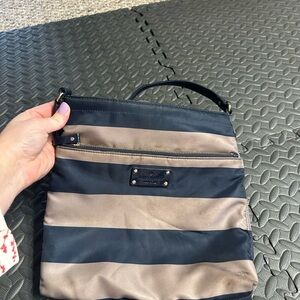 Kate Spade Navy and Tan Striped Crossbody Bag